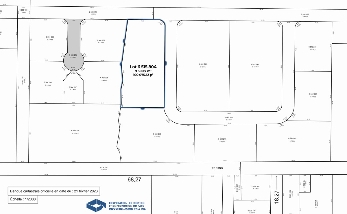 terrain industriel à vendre dans le Parc Industriel d'Acton Vale