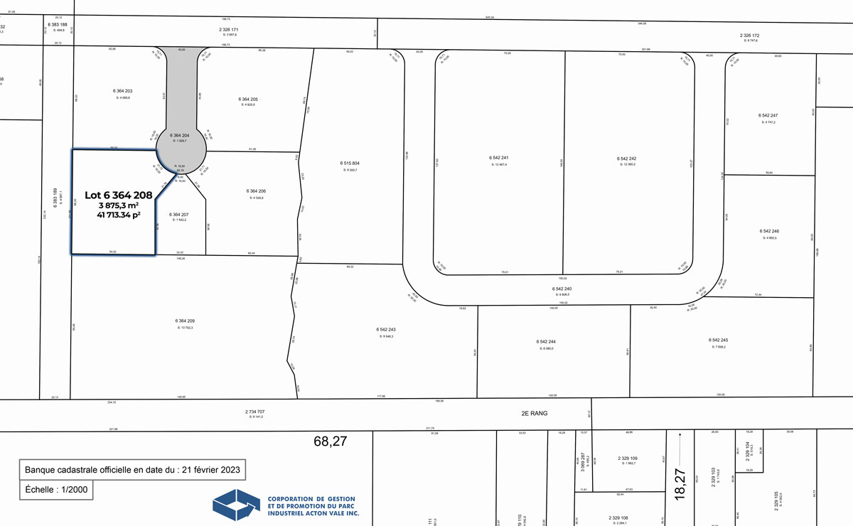 terrain industriel à vendre dans le Parc Industriel d'Acton Vale